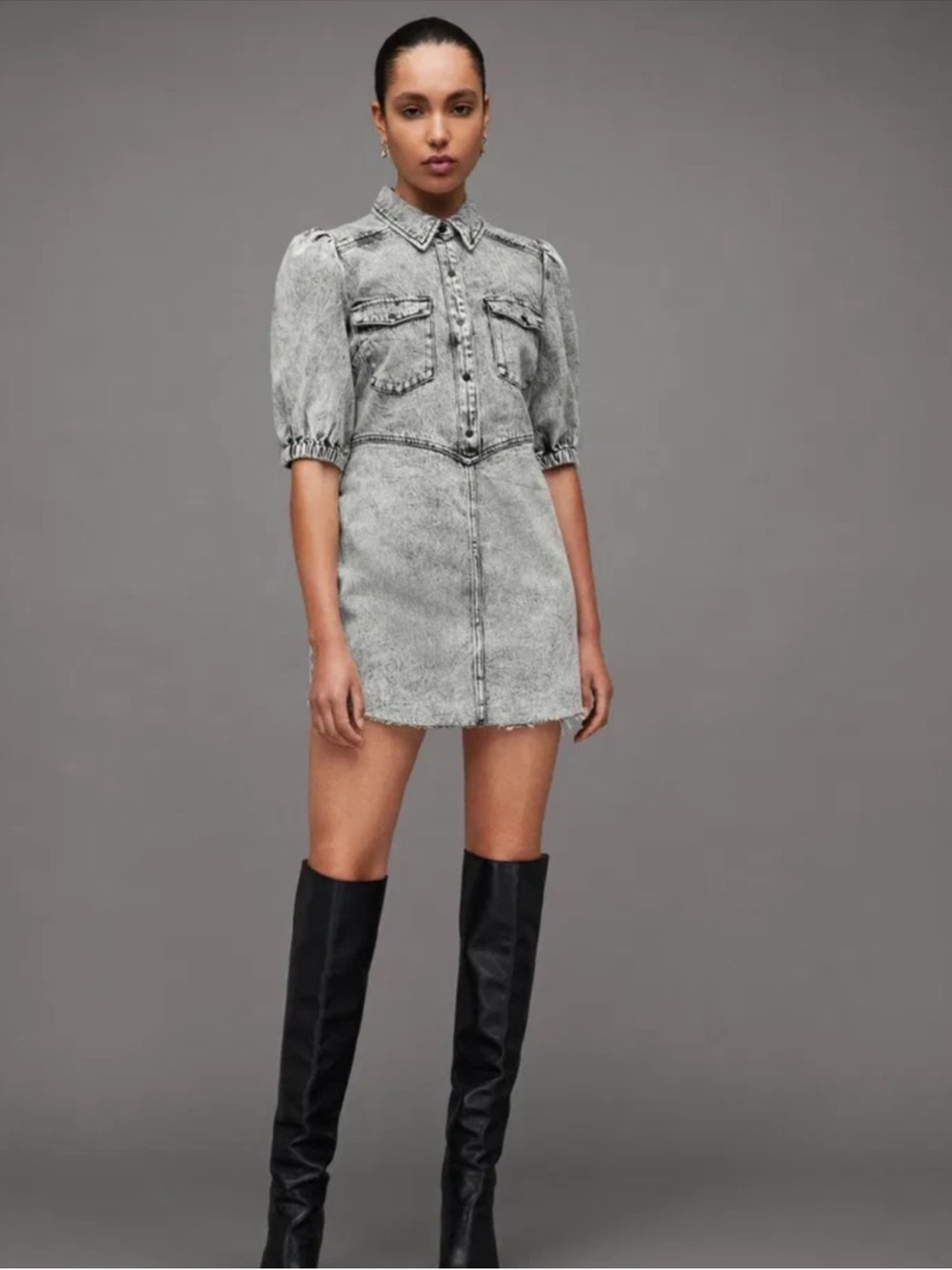 ALLSAINTS Jackie Denim Shirt Dress Sz 2